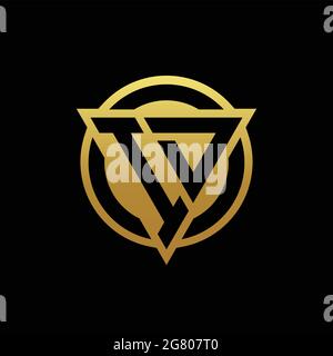 ID logo monogram with triangle shape and circle rounded style isolated on gold colors and black background design template Stock Vector