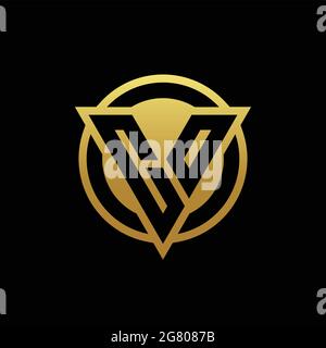 CO logo monogram with triangle shape and circle rounded style isolated on gold colors and black background design template Stock Vector