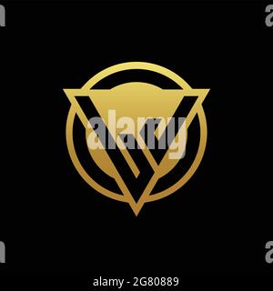 LJ logo monogram with triangle shape and circle rounded style isolated on gold colors and black background design template Stock Vector