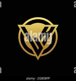 LK logo monogram with triangle shape and circle rounded style isolated on gold colors and black background design template Stock Vector