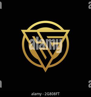 EE logo monogram with triangle shape and circle rounded style isolated on gold colors and black background design template Stock Vector
