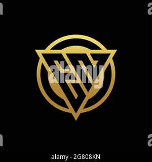 EN logo monogram with triangle shape and circle rounded style isolated on gold colors and black background design template Stock Vector