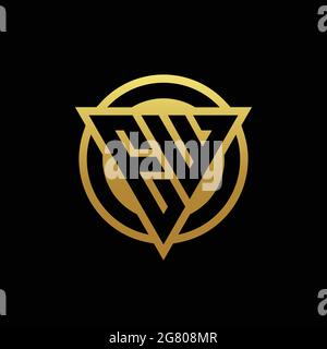 EW logo monogram with triangle shape and circle rounded style isolated on gold colors and black background design template Stock Vector