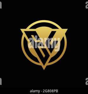 EL logo monogram with triangle shape and circle rounded style isolated on gold colors and black background design template Stock Vector