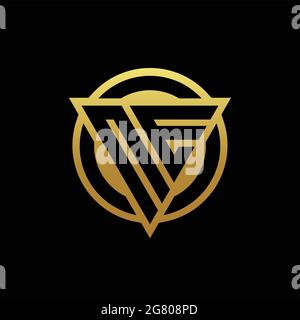 NE logo monogram with triangle shape and circle rounded style isolated on gold colors and black background design template Stock Vector