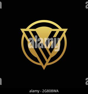 KH logo monogram with triangle shape and circle rounded style isolated on gold colors and black background design template Stock Vector