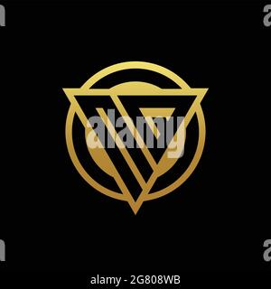 NQ logo monogram with triangle shape and circle rounded style isolated on gold colors and black background design template Stock Vector