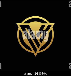 NX logo monogram with triangle shape and circle rounded style isolated on gold colors and black background design template Stock Vector