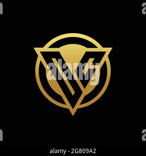 OC logo monogram with triangle shape and circle rounded style isolated on gold colors and black background design template Stock Vector