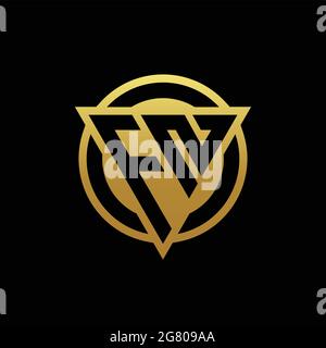 FN logo monogram with triangle shape and circle rounded style isolated on gold colors and black background design template Stock Vector