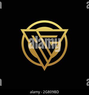 AZ logo monogram with triangle shape and circle rounded style isolated on gold colors and black background design template Stock Vector