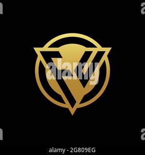 FU logo monogram with triangle shape and circle rounded style isolated on gold colors and black background design template Stock Vector