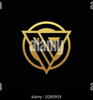 AQ logo monogram with triangle shape and circle rounded style isolated on gold colors and black background design template Stock Vector