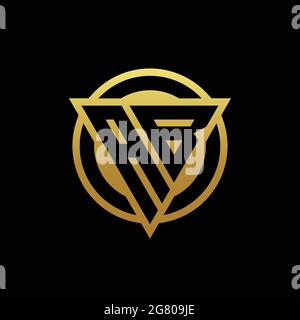 AB logo monogram with triangle shape and circle rounded style isolated on gold colors and black background design template Stock Vector