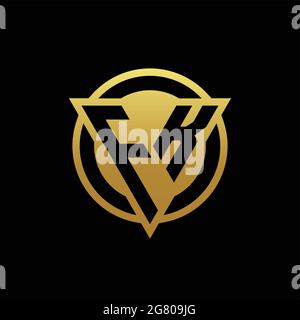 FK logo monogram with triangle shape and circle rounded style isolated on gold colors and black background design template Stock Vector