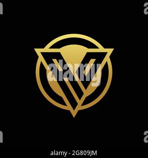 AO logo monogram with triangle shape and circle rounded style isolated on gold colors and black background design template Stock Vector