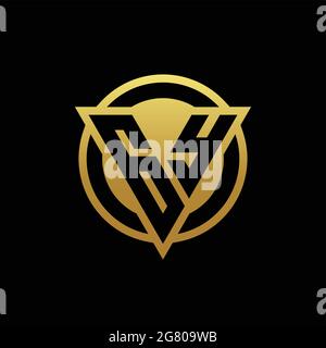 GY logo monogram with triangle shape and circle rounded style isolated on gold colors and black background design template Stock Vector