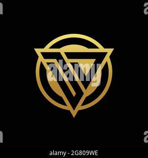 DD logo monogram with triangle shape and circle rounded style isolated on gold colors and black background design template Stock Vector