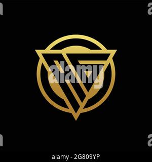 AG logo monogram with triangle shape and circle rounded style isolated on gold colors and black background design template Stock Vector