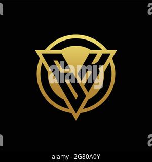 GK logo monogram with triangle shape and circle rounded style isolated on gold colors and black background design template Stock Vector