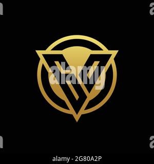 GO logo monogram with triangle shape and circle rounded style isolated on gold colors and black background design template Stock Vector