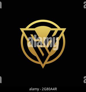 EK logo monogram with triangle shape and circle rounded style isolated on gold colors and black background design template Stock Vector