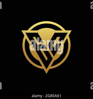 EC logo monogram with triangle shape and circle rounded style isolated on gold colors and black background design template Stock Vector