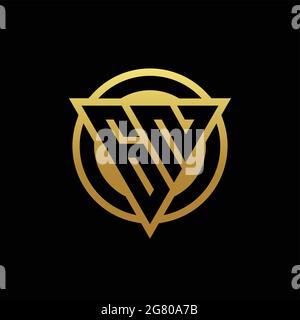 GN logo monogram with triangle shape and circle rounded style isolated on gold colors and black background design template Stock Vector