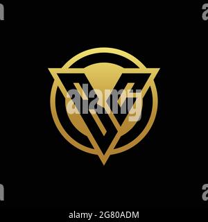 BC logo monogram with triangle shape and circle rounded style isolated on gold colors and black background design template Stock Vector