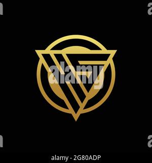 HS logo monogram with triangle shape and circle rounded style isolated on gold colors and black background design template Stock Vector
