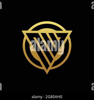 NW logo monogram with triangle shape and circle rounded style isolated on gold colors and black background design template Stock Vector