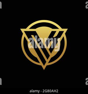 NK logo monogram with triangle shape and circle rounded style isolated on gold colors and black background design template Stock Vector