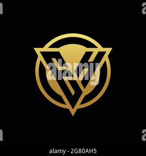EH logo monogram with triangle shape and circle rounded style isolated on gold colors and black background design template Stock Vector