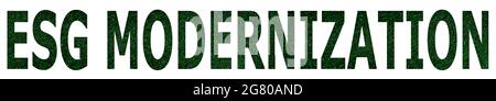 illustration on ESG (Environmental, Social, and Corporate Governance) modernization theme. green letters on a white background Stock Photo