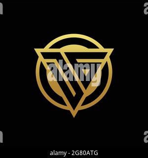 DG logo monogram with triangle shape and circle rounded style isolated on gold colors and black background design template Stock Vector