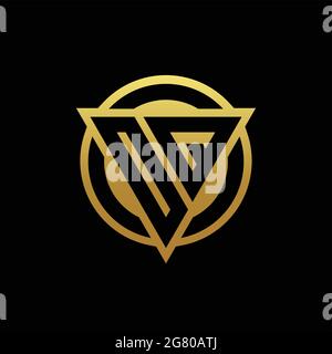 OQ logo monogram with triangle shape and circle rounded style isolated on gold colors and black background design template Stock Vector