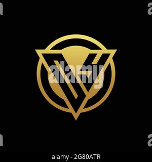 OY logo monogram with triangle shape and circle rounded style isolated on gold colors and black background design template Stock Vector
