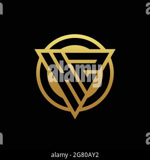 HZ logo monogram with triangle shape and circle rounded style isolated on gold colors and black background design template Stock Vector