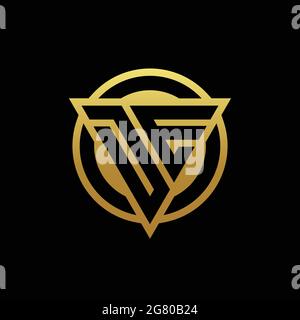 DE logo monogram with triangle shape and circle rounded style isolated on gold colors and black background design template Stock Vector