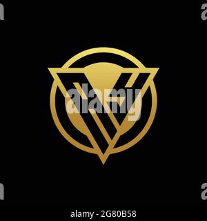 AY logo monogram with triangle shape and circle rounded style isolated on gold colors and black background design template Stock Vector