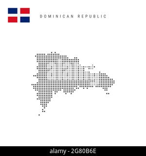 Square dots pattern map of Dominican Republic. Dotted pixel map with ...