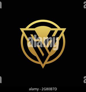 GX logo monogram with triangle shape and circle rounded style isolated on gold colors and black background design template Stock Vector