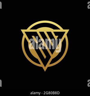 BW logo monogram with triangle shape and circle rounded style isolated on gold colors and black background design template Stock Vector