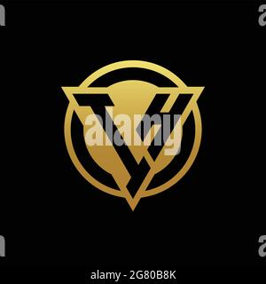 IH logo monogram with triangle shape and circle rounded style isolated on gold colors and black background design template Stock Vector