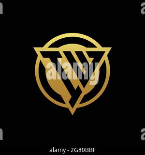 IW logo monogram with triangle shape and circle rounded style isolated on gold colors and black background design template Stock Vector