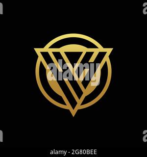 HH logo monogram with triangle shape and circle rounded style isolated on gold colors and black background design template Stock Vector