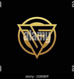 DS logo monogram with triangle shape and circle rounded style isolated on gold colors and black background design template Stock Vector