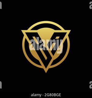BA logo monogram with triangle shape and circle rounded style isolated on gold colors and black background design template Stock Vector