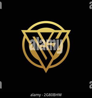 CY logo monogram with triangle shape and circle rounded style isolated on gold colors and black background design template Stock Vector