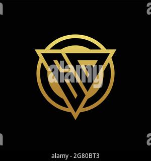 GQ logo monogram with triangle shape and circle rounded style isolated on gold colors and black background design template Stock Vector